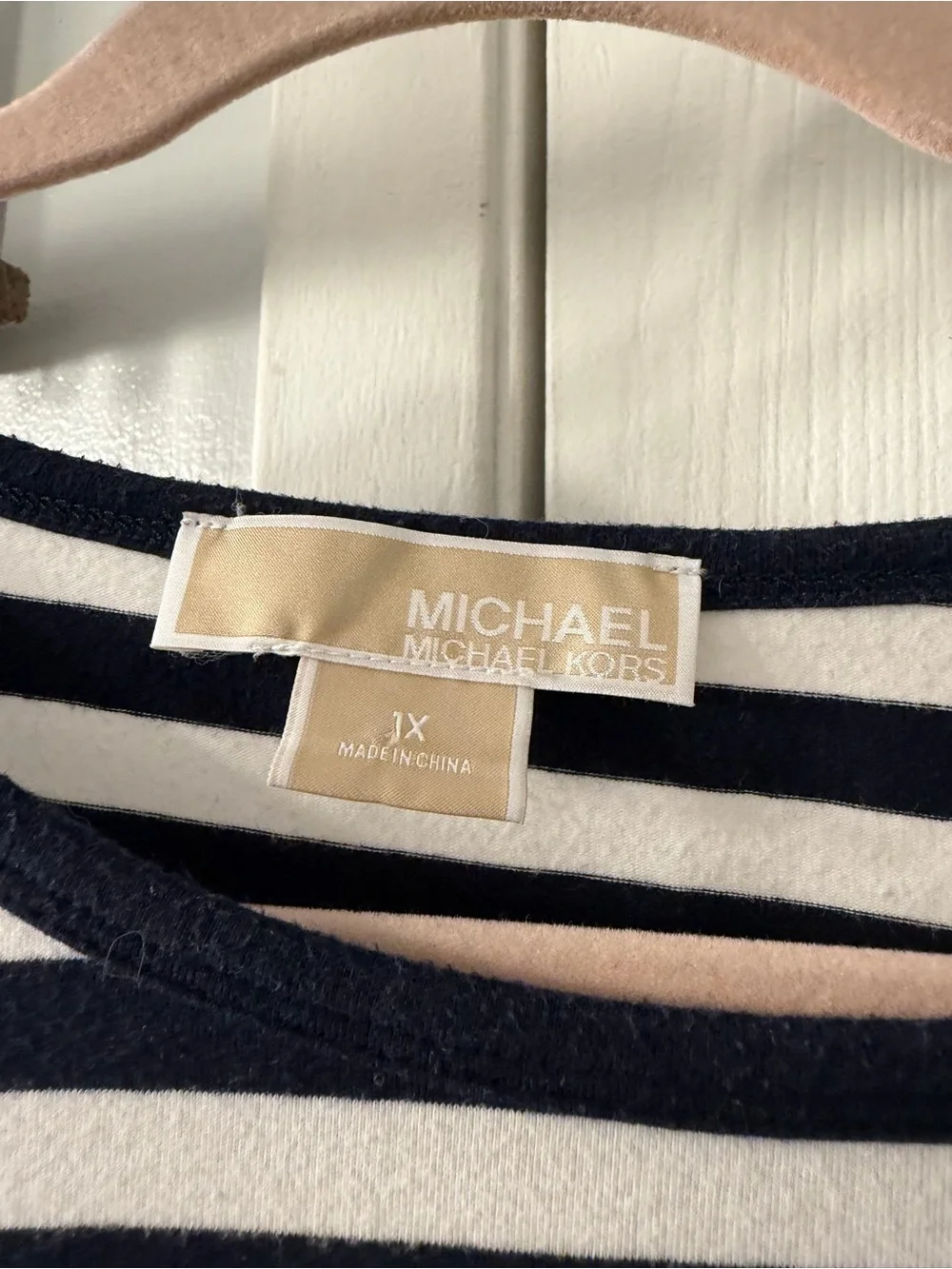 Michael Kors Navy and White Striped Short-Sleeve Tee